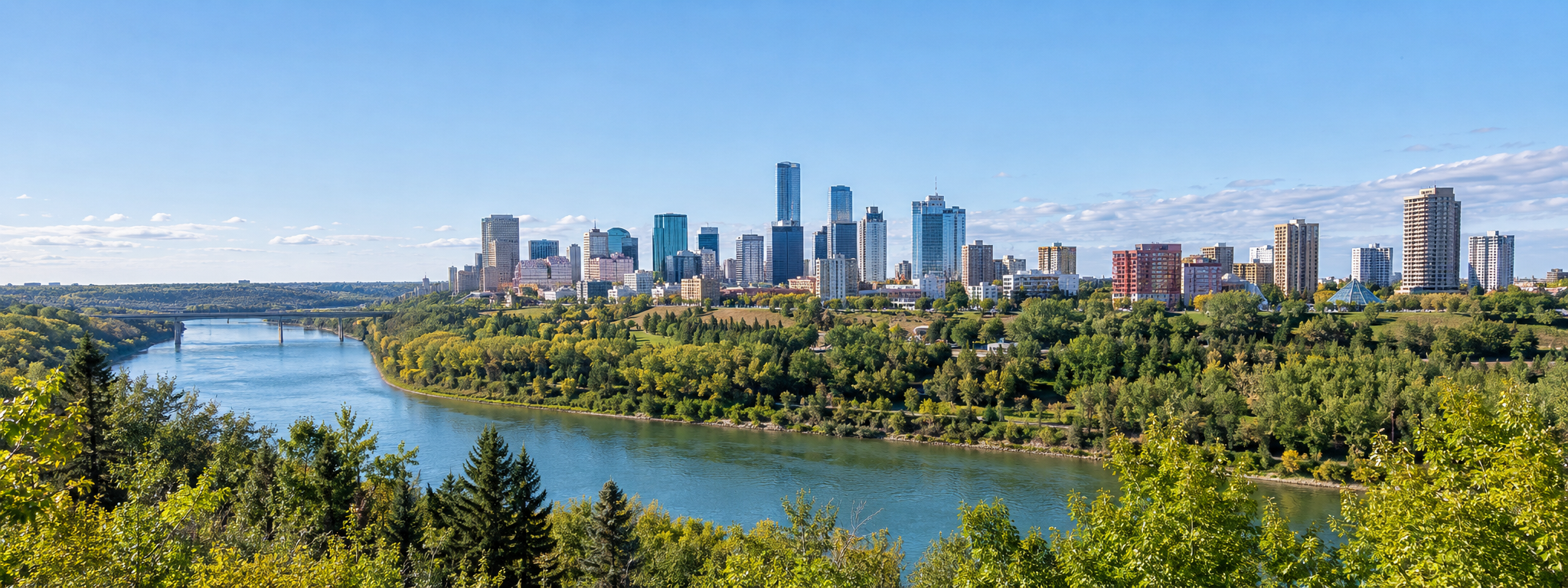 Downtown Edmonton skyline across the North Saskatchewan River